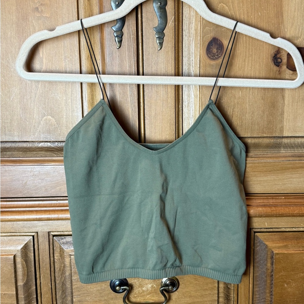 Free People Intimately Olive Green Crop Top